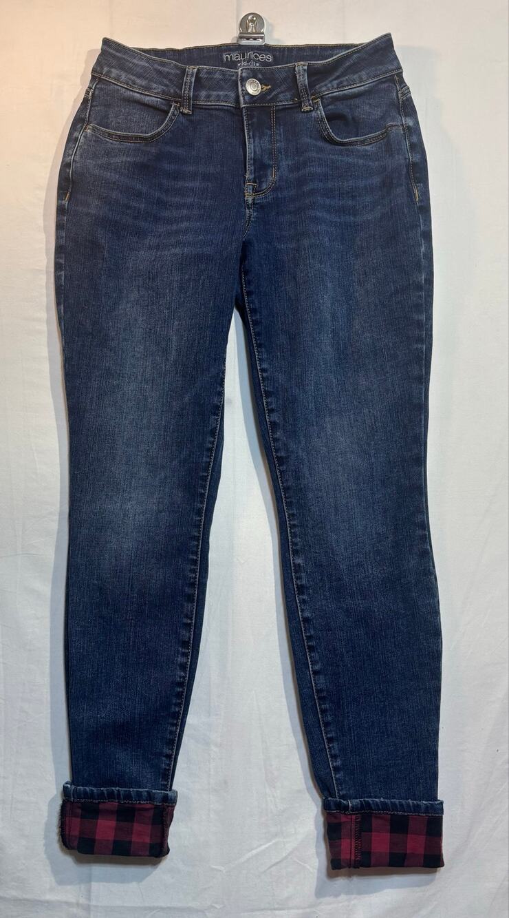 Maurices Mid-Rise Cuffed Buffalo Plaid Hem Skinny Jeans Women’s Small Regular